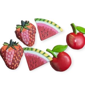 6 Vintage Button Covers 🍓🍉🍒